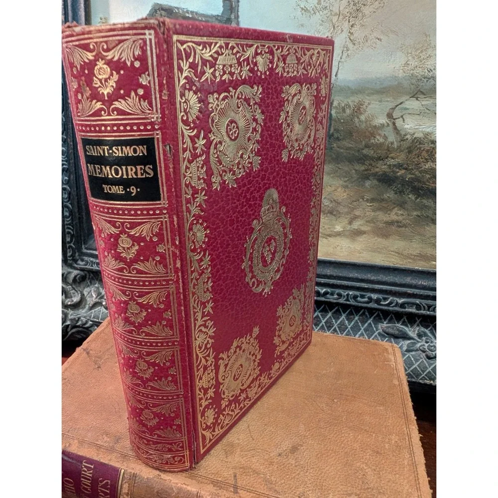 Memoires de Louis de Saint-Simon Tome 9 Jean de Bonnot 1966 Red Gilt French Book